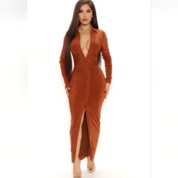 Fashion Nova | Dresses | Fashionova Silky Smooth Long Sleeve Slinky Dress  Med Nwtzararevolve | Poshmark